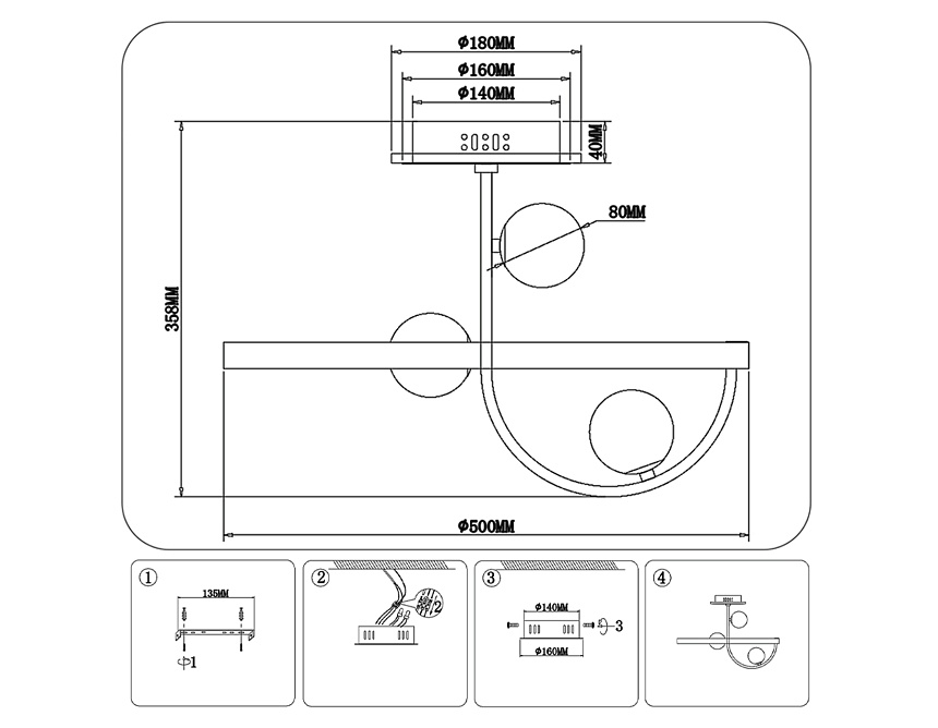 FL66261/1+3 WH белый 56W 3000K-6400K+G9/3 D500*358 (ПДУ ИК)